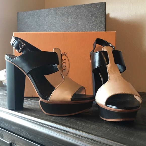 Tod's Shoes - Tod's Black & White Platform Sandal